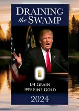 10x Donald Trump 2024 Election 24k Gold DRAIN THE SWAMP Bullion Bar Cards + FREE