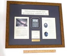 1857 Treasure From The SS Central America 0.7 Gram Gold Nugget 18x22" Frame