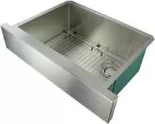 Transolid Diamond Apron-Front Single Bowl 16-Gauge Stainless Steel Kitchen Sink