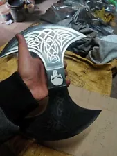 Custom hand forged Vintage Double Bit Axe Blade Head Beautiful Engrave