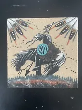 Navajo Sand Painting End of the Trail Native American Art Signed Berta Yazzie