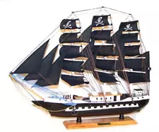 HUGE 13" WOODEN PIRATE SHIP pirates boats model skull sails GI378 collectible