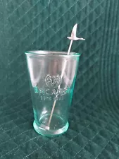 BACARDI RUM MOJITO COCKTAIL GLASS GREEN TINTED & GREY GOOSE STICK/SWIZZEL