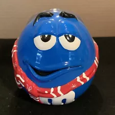 M&M’s COLLECTIBLE CERAMIC CANDY COOKIE JAR CANISTER W/ LID Blue Winter