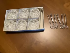 Vintage Set of 6 Japan Cut Glass Salt Cellars w/6 Spoons in Original Box JLL-77A