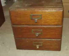 Antique Oak 3 Drawer HORIZONTAL File CABINET Desk wood Cabinet