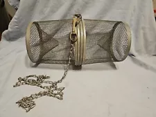 Fishing catching with bait trap minnow crawfish, silver fish, shrimp, metal cage