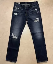 ABERCROMBIE & FITCH The Skinny Mid Rise Blue Distressed Jeans Mens ✅ Sz W32 L30