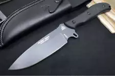 Tops Silent Hero Sniper Grey - 1095 Steel / Smooth Black Linen Micarta Handle /