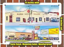 METAL SIGN - Michigan Postcard - Glenn Motor Sales, 600 Saginaw St., Bay City,