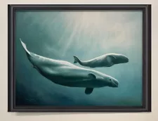 WYLAND WHALE Painting - Beluga Whales - WYLAND Painting