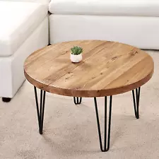 Rustic Round Old Elm Wooden Coffee Table Home Furniture for Living Room Decor