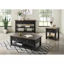 Martin Svensson Home Monterey Wood 2 Drawer Sofa Console Table Black and Brown