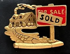 Signed AJC House For Sale Sold Gold Tone Vintage Brooch Jewelry Lot J