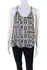 Alice + Olivia For Scoop Womens Snakeskin Print Silk Tank Top Brown White XS