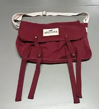 Hollister Messenger Canvas Crossbody Maroon Laptop School College Bag Unisex