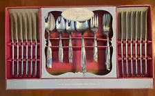 VINTAGE ONEIDA LASTING ROSE STAINLESS FLATWARE SET 74 pc SERVICE FOR 12 NOS