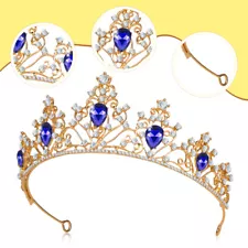 Blue Pageant Crown Queen Crowns Party Headwear Accessory Bride