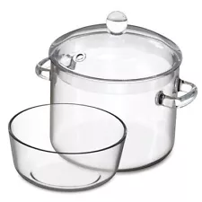 Glass Pots For Cooking on Stove (64oz/1.9L) with Serving Bowl, in an Elegant