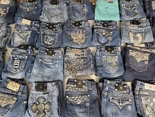 LOT OF 54 WOMENS MISS ME DENIM JEANS ROCK REVIVAL EMBELLISHED JUNIORS RHINESTONE