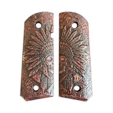 War Chief Dark Cherry - 1911 Compact Size Officers Grips