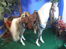 1/6 scale Custom Dapple Grey Horse made from Marx Thunderbolt real hair