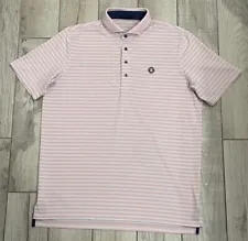 New ListingGreyson Polo Shirt Men's Large Pink White Striped Short Sleeve Golf Casual Adult