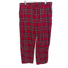 Banana Republic Pants Mens XL Plaid Flannel Pajama Lounge Drawstring Pockets Red