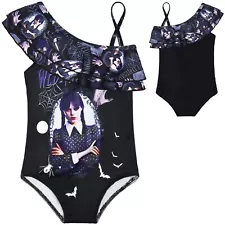 Wednesday Addams Girls One Piece Swimsuit Bathing Costume Gift