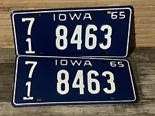 1965 pair Iowa license plates. -Unused Condition County 71 #8463 Very Nice!