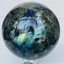 Natural labradorite ball rainbow quartz crystal sphere reiki healing 3920g