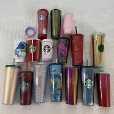 Starbucks Cups Lot Of 16 Tumblers Mugs Straws Lids Mixed Bundle Holiday Travel