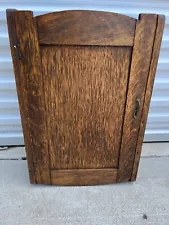 Antique Oak Wooden Medicine Cabinet Chest Old Pharmacy Apothecary Bathroom.