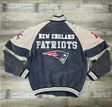 New England Patriots Jacket Men Medium Blue Suede Leather GIII-Apparel Group NFL