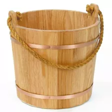 Lehman's Old Fashioned Beeswax Lined Wooden Oak Bucket Copper Bands 2 Gallon