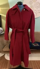 Vintage Perry Ellis Red Wool Trench Coat Sz. 10