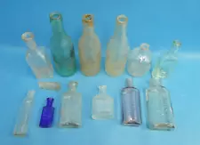 Mixed Lot Embossed Clear Glass Aqua Blue Riker Mineral Water Bottles Sloans Used