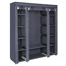 SONGMICS Portable Closet Wardrobe Organizer with Hanging Rod and Shelves (Used)