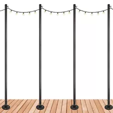 EXCELLO GLOBAL Premium String Light Poles - 4 Pack - Up to 10 Feet – Deck Mount