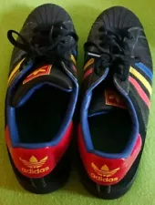 Rare adidas Original Superstar Black with Yellow Blue and Orange Stripes