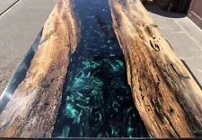 Cottonwood Coffee Table - Epoxy River Table - Green Color Changing - BEAUTIFUL!!