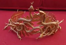 RARE Gold Snake Medusa Tiara Greek Goddess Approx 6.5" x 6.5" Metal & Plastic