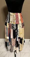 India Patchwork Gypsy Boho Midi Skirt One Size Festival Unique