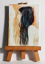 Girl with Long Hair 1899 ACEO Original PAINTING by Ray Dicken a Gustav klimt