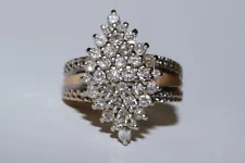 Estate 3/4 carat tcw Natural Diamond Cluster Statement Ring 14K Yellow Gold