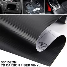 12" x 60" Premium 7D Gloss Black Carbon Fiber Vinyl Wrap Bubble Free Air Release (For: Mazda MX-5 Miata)