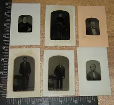 6 Civil War era Tintypes in Patriotic Star Paper Sleeves