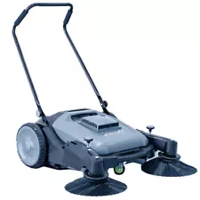 Industrial 38" Walk Behind Push Sweeper with 3 Broom Brush, Outdoor or Indoor