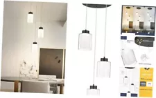 Pendant Light Fixtures Led Pendant Lights with Dual Glass Shade, 3-Light Black