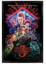 Netflix Stranger Things Season 3 Poster Black Framed Version 14x22.